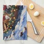 American Staffordshire Terrier Christmas Boat キッチンタオル (四つ折り)