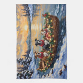 American Staffordshire Terrier Christmas Boat キッチンタオル (縦)