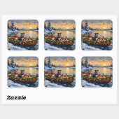 American Staffordshire Terrier Christmas Boat スクエアシール (シート)