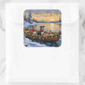 American Staffordshire Terrier Christmas Boat スクエアシール (バッグ)