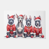 American Staffordshire Terrier Christmas Dress ドアマット (正面)