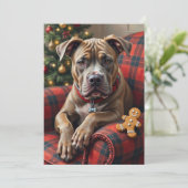American Staffordshire Terrier Cozy Christmas シーズンカード (スタンド正面)