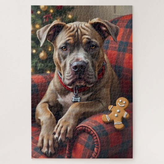 American Staffordshire Terrier Cozy Christmas ジグソーパズル (縦)
