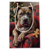 American Staffordshire Terrier Cozy Christmas ミディアムペーパーバッグ (正面)