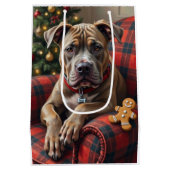 American Staffordshire Terrier Cozy Christmas ミディアムペーパーバッグ (裏面)