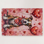 American Staffordshire Terrier Valentine Dog Art ジグソーパズル (横)