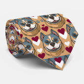 American Staffordshire Terrier Valentine Hearts ネクタイ (ロール)