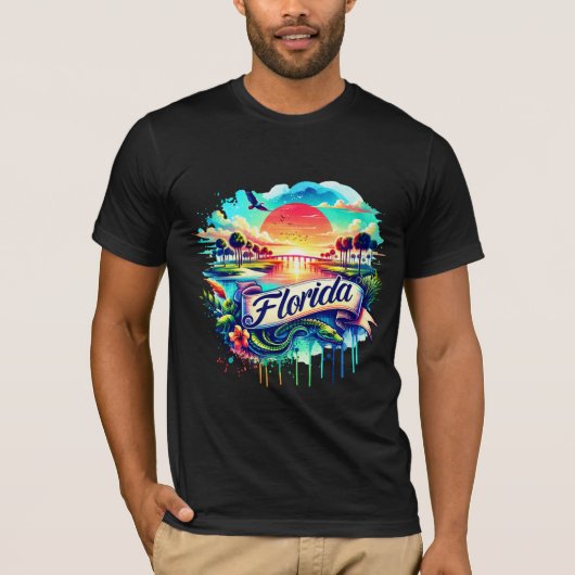 American State Map T-Shirts - Florida USA map Tシャツ (正面)