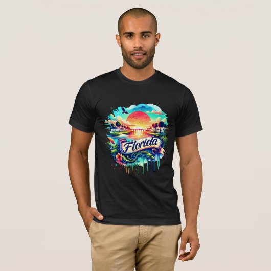 American State Map T-Shirts - Florida USA map Tシャツ (正面フル)