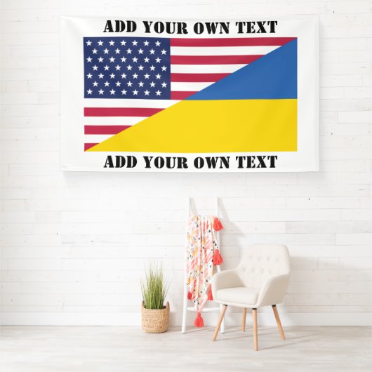 American support towards Ukraine Throw Pillow 横断幕 (インサイチュ)