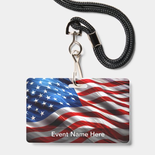 American Theme Budget Event Badges バッジ (裏面（ネックストラップ付）)