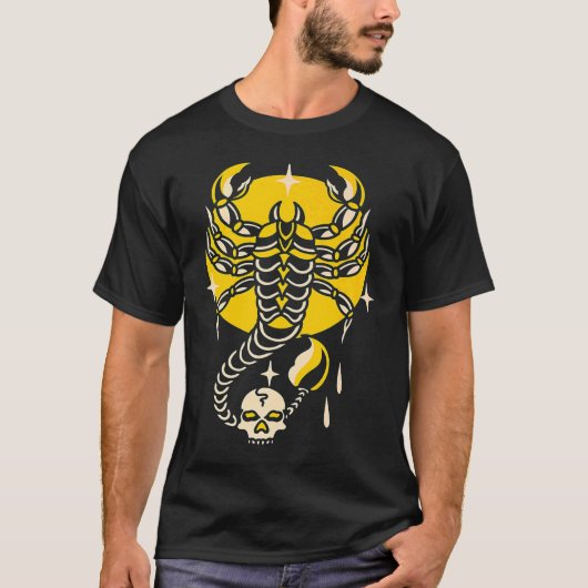 American Traditional Tattoo Scorpion Old School Fl Tシャツ (正面)