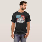 American Truck Driver Patriotic US Flag Semi Trail Tシャツ (正面フル)