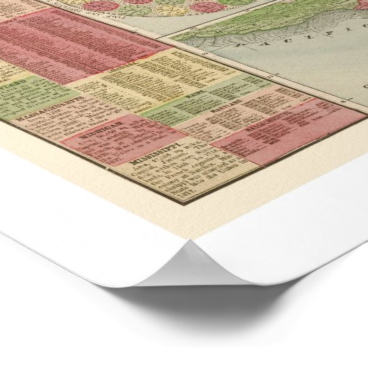 American Union Railroad Map 1872 ポスター (角)