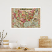 American Union Railroad Map 1872 ポスター (キッチン)