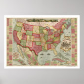 American Union Railroad Map 1872 ポスター (正面)