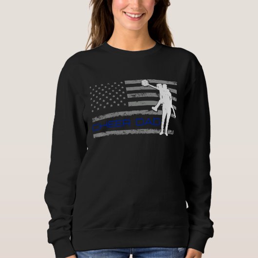 American US Flag Cheer Dad 4th of July Father's Da スウェットシャツ (正面)