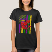 American US Flag Crawfish Funny Mardi Gras Carniva Tシャツ (正面)