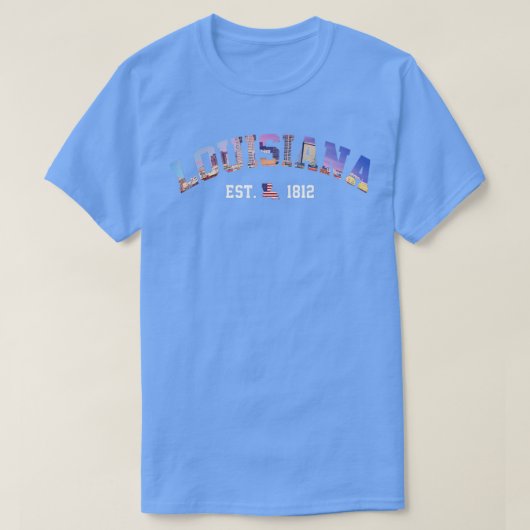 American US Flag State Cityscape Skyline Louisiana Tシャツ (デザイン正面)