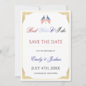 American USAフラグ日付写真の保存招待状 セーブザデート (正面)