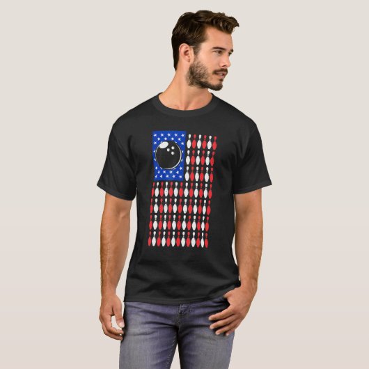 American Usa Flag Bowling For Bowling Player Tシャツ (正面フル)