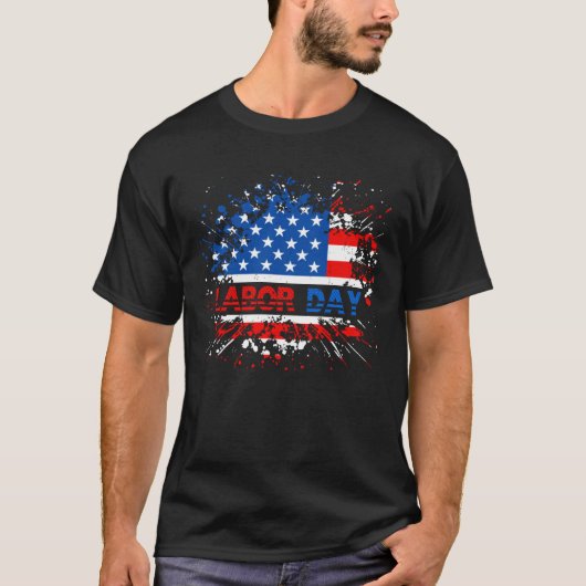 American USA Flag  Men Women Labor Day Working Wor Tシャツ (正面)