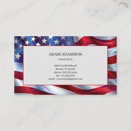 American USA Flag Patriotic Modern Professional 名刺 (裏面)