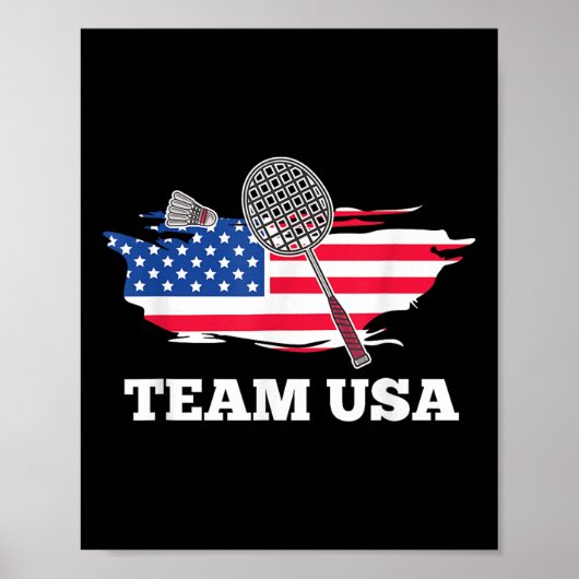 American Usa Team Shuttle Racket Badminton Player ポスター (正面)