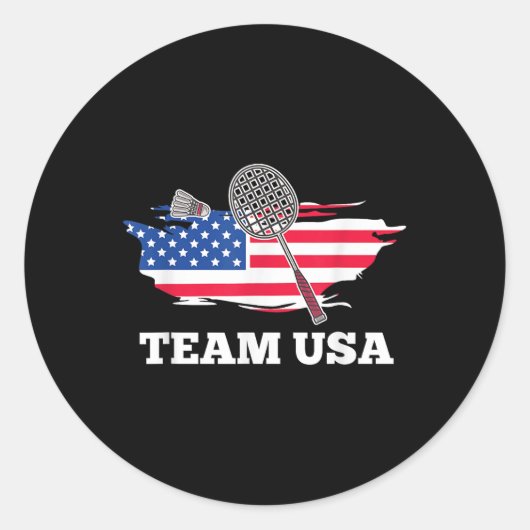 American Usa Team Shuttle Racket Badminton Player ラウンドシール (正面)