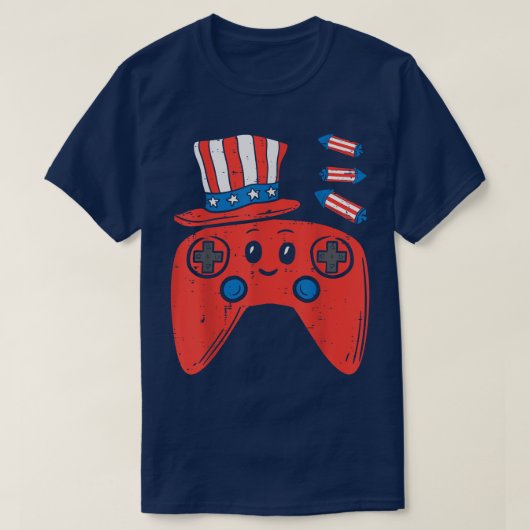 American Video Game Controller 4th Of July Gaming Tシャツ (デザイン正面)