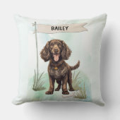 American Water Spaniel Watercolor Personalized Dog クッション (正面)
