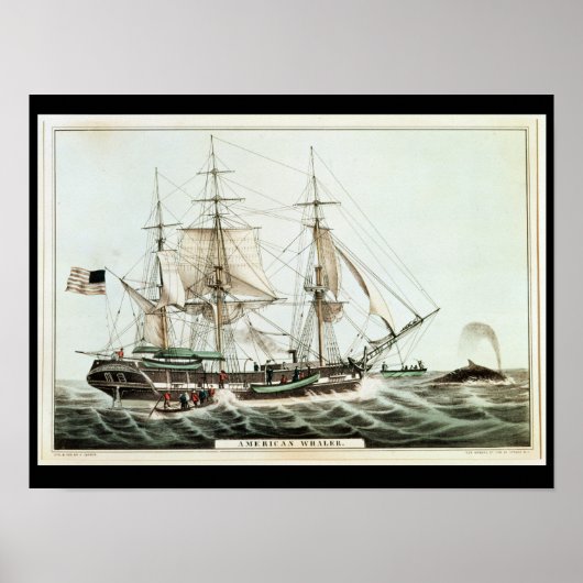 American Whaler, engraved by Nathaniel Currier ポスター (正面)