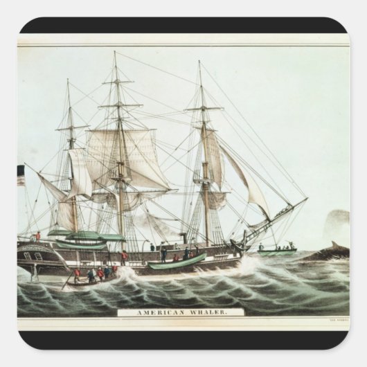 American Whaler、Nathaniel Currierによる彫刻 スクエアシール (正面)