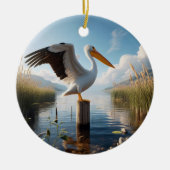 American White Pelican Keepsake セラミックオーナメント (正面)