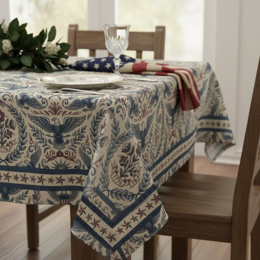 Americana Eagles Floral Stars & Stripes ID1298 テーブルクロス