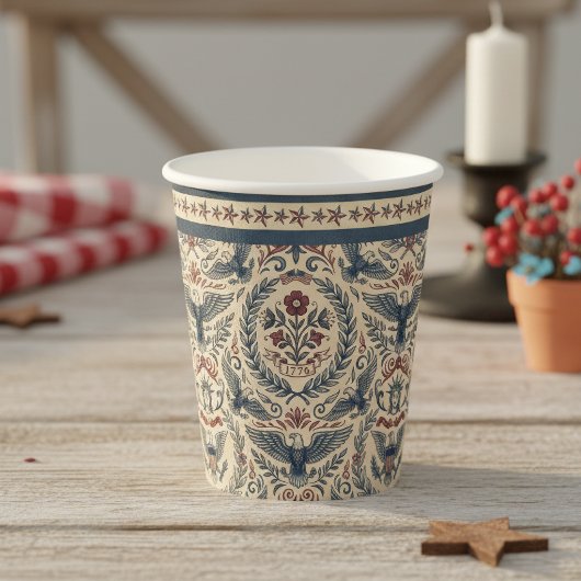 Americana Eagles Floral Stars & Stripes ID1298 紙コップ