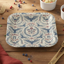 Americana Eagles Stars & Stripes Border ID1298 ペーパープレート