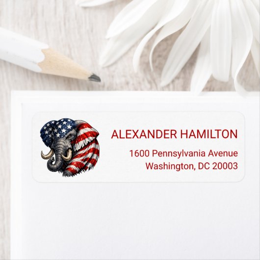 Americana Elephant Flag Return Address ラベル (インサイチュ)