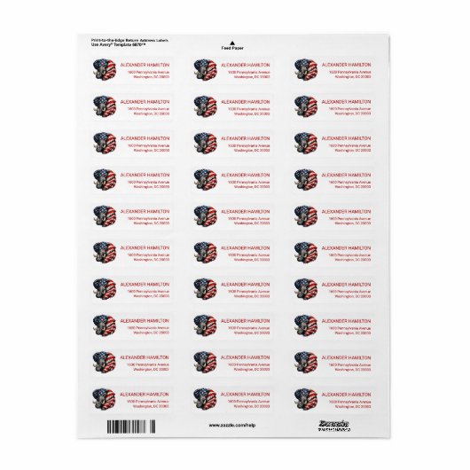 Americana Elephant Flag Return Address ラベル (フルシート)