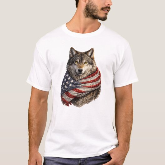 Americana Flag Wolf Tシャツ (正面)