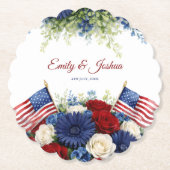 Americana Flowers and Flag Wedding ペーパーコースター (正面)