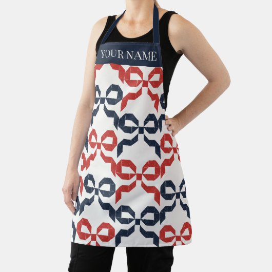 Americana Folk Art Bow Quilt Pattern エプロン (インサイチュ)