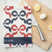 Americana Folk Art Bow Quilt Pattern キッチンタオル (四つ折り)