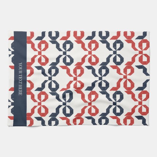 Americana Folk Art Bow Quilt Pattern キッチンタオル (横)