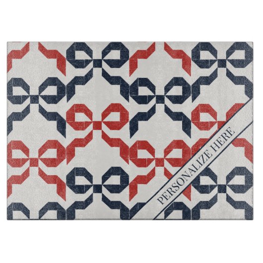 Americana Folk Art Bow Quilt Pattern Recipe カッティングボード (正面)