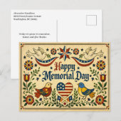 Americana Folk Art Memorial Day  シーズンポストカード (正面/裏面)