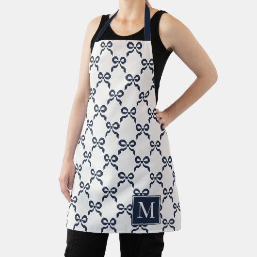 Americana Folk Art Navy Bow Quilt Pattern エプロン (インサイチュ)