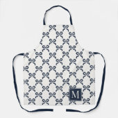 Americana Folk Art Navy Bow Quilt Pattern エプロン (正面)