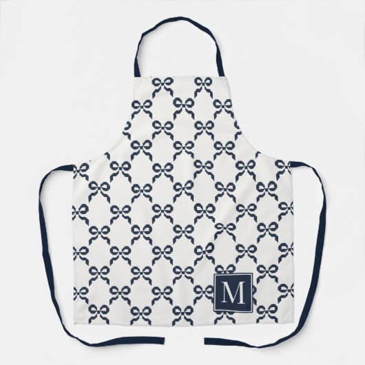 Americana Folk Art Navy Bow Quilt Pattern エプロン (正面)