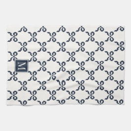 Americana Folk Art Navy Bow Quilt Pattern キッチンタオル